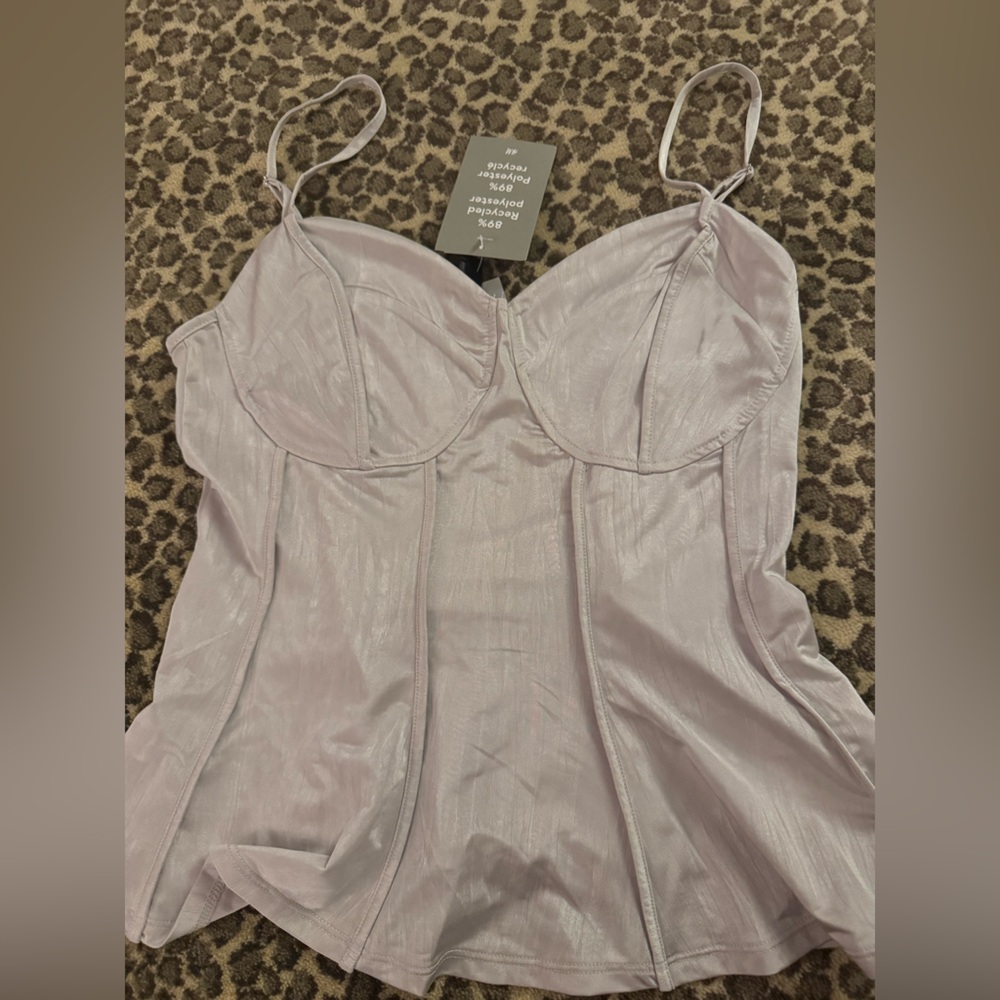 H and m silver Satin Corset Bra